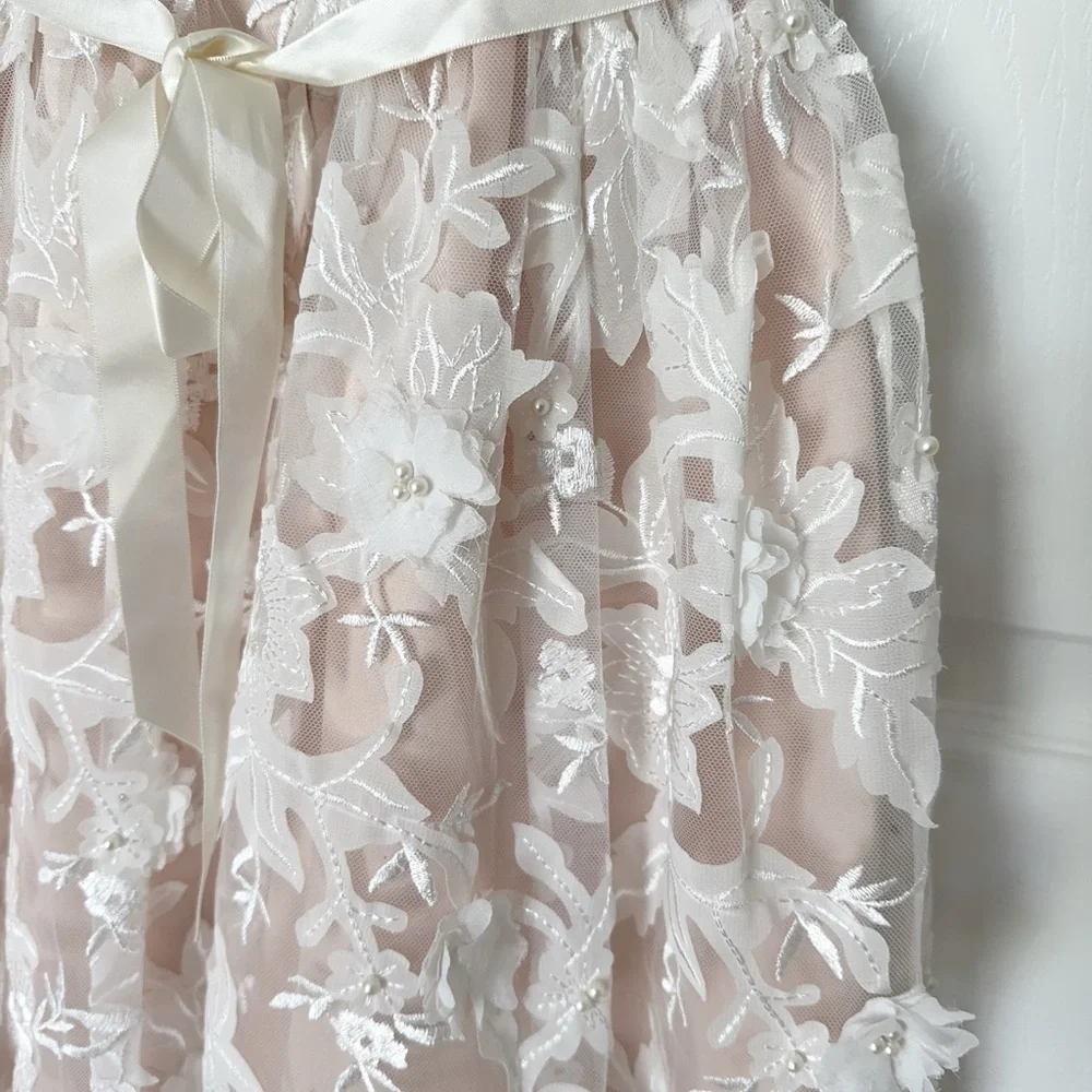 Rare Editions Gold and Pink Ruffled Tiered Dress